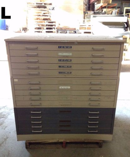 Hamilton 15 Drawer Tan Metal Blueprint Flat Filing File Cabinet; 3 Section