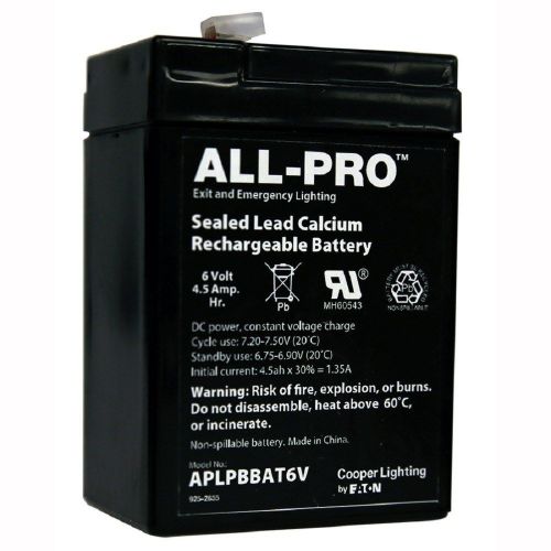 All-pro sealed lead calcium (slc) emergency lighting battery pack aplpbbat6v for sale