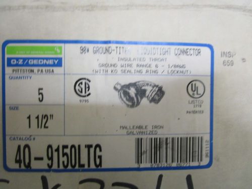 LOT OF 5 O-Z/GEDNEY 1-1/2&#034; LIQUIDTIGHT CONNECTOR 4Q-9150LTG *NEW IN BOX*