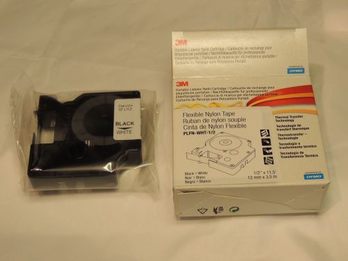 New 3M Dymo Flexible Nylon Tape Refill Cartridge PLFN-WHT-1/2 Black on White