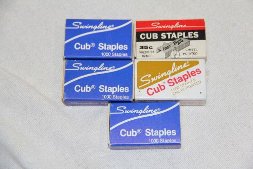 Vtg nos swingline cub staples staple boxes - 3x full, 2x 90%, ~4500 total!!! for sale