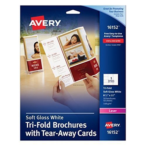 Avery Tri-Fold Brochure with Tear - Away Cards, 50 Brochures (16152)