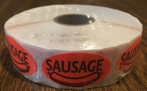 Sausage deli label / sticker orange 1 1/2&#034; x 7/8&#034; 1000 count roll new oval for sale