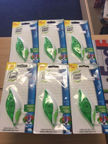 Lot of 6 Paper Mate Liquid Paper Dryline Grip Correction Tape 27.8 Feet