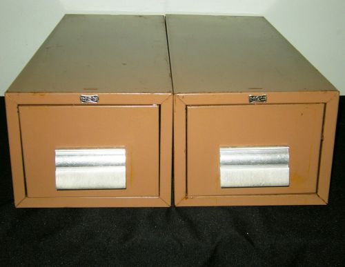 LOT OF 2 VINTAGE HON INDEX CARD STORAGE DRAWERS 16&#034;L x 6.5&#034;W x 5.25&#034;H GOOD SHAPE