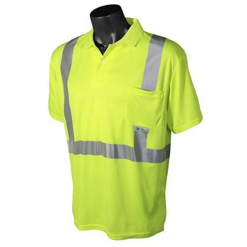 Radians ST12-2PGS-XL Short Sleeve Polo T Shirt High Viz Green XL Pocket Class 2