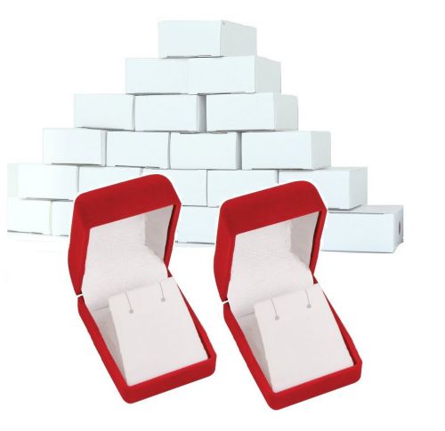 Lot of 18 pc large earring boxes red pendant boxes showcase jewelry box  ~deal! for sale