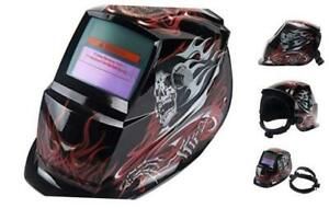 Solar Power Auto Darkening Welding Helmet Wide Viewing Field Lightning red