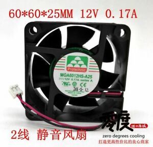 #LL 1PC NEW fan MGA6012HS-A25 12V 0.17A 6CM 6025 2  Free shipping