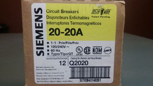 Siemens q2020 120/240 amperage rating 20 poles 1 (lot of 12) for sale