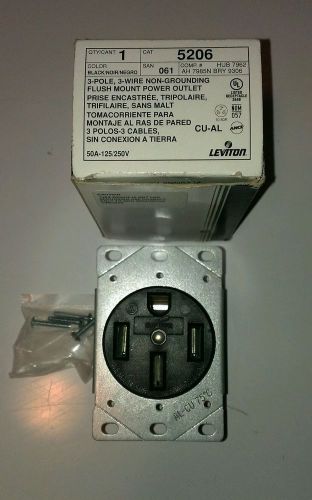 NEW LEVITON 5206 3-POLE 3-WIRE NON-GROUNDING FLUSH MOUNT POWER OUTLET BLACK free