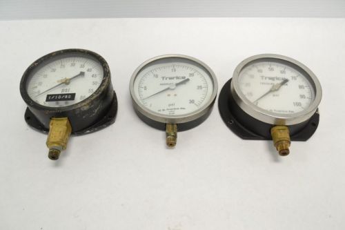 LOT 3 TRERICE ASSORTED USG PRESSURE GAUGE 0-30 60 100PSI 1/4IN NPT B254772