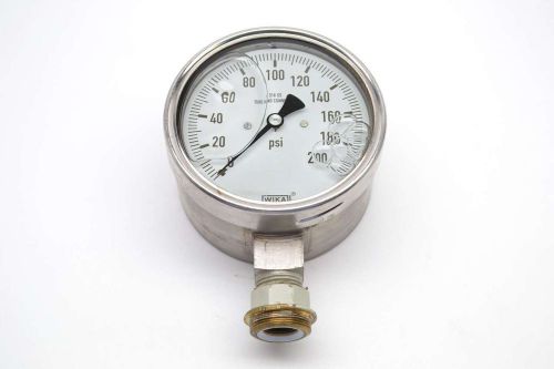 WIKA GLYCERIN FILLED 0-200PSI 4 IN 1/2 IN NPT PRESSURE GAUGE B438523