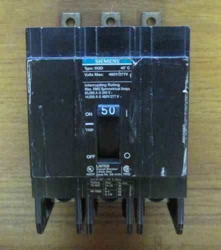 SIEMENS 50 AMP 3 POLE CIRCUIT BREAKER BQD350 ......  YC-184