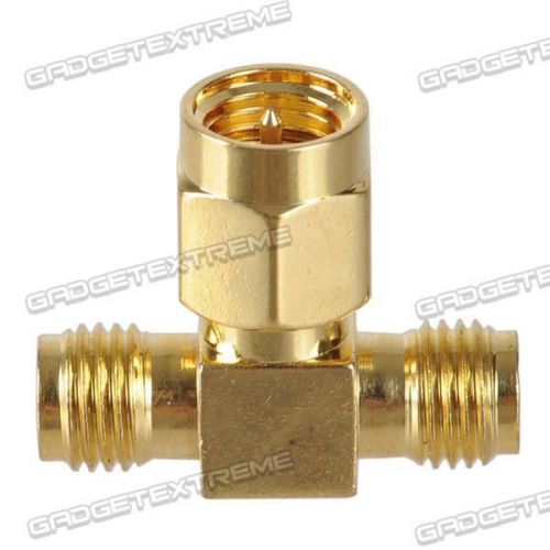 SMA Plug to Dual SMA Jack Tee-joint Antenna Connector Adapter ge