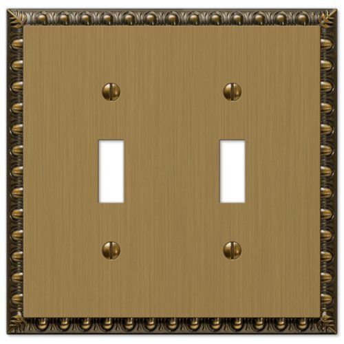 NEW Amertac 90TTBB Egg &amp; Dart Brushed Brass Cast Wall Plate  2 Toggle