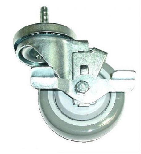 Swivel Stem Caster with 3&#034; Gray Wheel &amp;  3/8&#034; -Coarse Tall Threaded Stem &amp; Brake