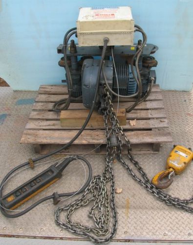 2 ton demag 3ph hoist w/ pulley/hook + powered trolley,10&#039; pendant,25&#039; chain for sale