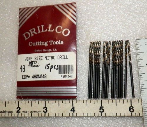 15 ea  #48 drill bits no. 48, flute length 1&#034; drillco nitro 480n048 ((loc12)) for sale