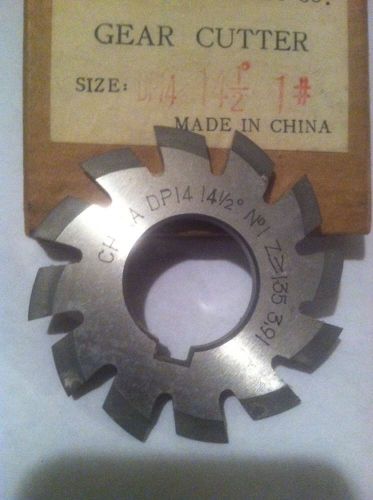 NEW INVOLUTE GEAR CUTTER #1 14P 14.5PA 1&#034;bore CHINA UNUSED OLD STOCK