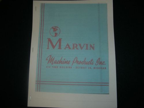 MARVIN MACHINE PRODUCTS 6 PAGE CATALOG 2 SIDED REPRINT ATLAS MILLING MACHINE