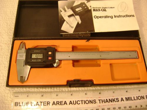 FOWLER MAX Cal Electronic Caliper, Case, 6&#034;, In/Mm, .0005&#034;, Works / Needs Repair