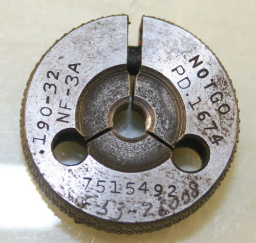 .190-32 NF-3A Thread Ring Gage NO GO P.D .1674 GTD Machinist Tool