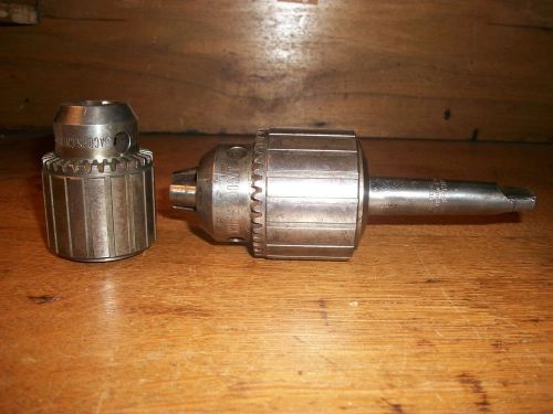 TWO JACOBS CHUCK 6B 0-1/2 PLUS 3A 1/8-5/8 W/JACOBS NO.2 MORSE TAPER