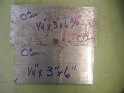 Lot of 2  Hardening Flat Stock Steel O1  1/4 x 3 x 6 3/4&#034;  1/4&#034; x 3&#034; x 6&#034;