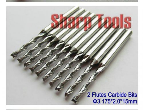 10pcs double flute carbide mill spiral cutter wood cnc router bits  2.0mm 15mm for sale