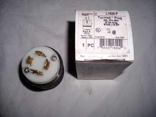 PASS &amp; SEYMOUR WIRING TURNLOK PLUG  -  L1620-P - 20A - 480V - 3 PH - NEW