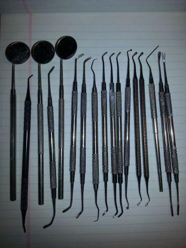 17-PIECE LOT DENTAL INSTRUMENTS SCHEIN STAINLESS USA INCLUDES 3 MIRRORS!