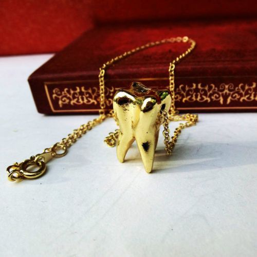 1 Piece Molar Teeth Teeth Shape Necklace Golden Plated Color Metal