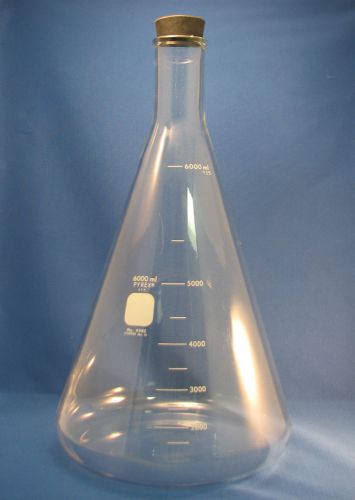 Pyrex Flask   6000mL 6L #4980 Erlenmeyer w/ Stopper