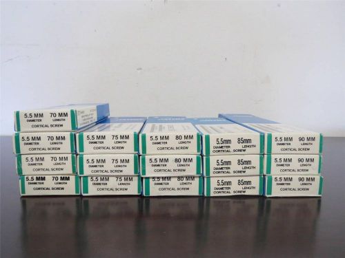 Lot of 16 NEW in Box Zimmer Cortical Screws 5.5mm Diameter 70mm to 90mm #3