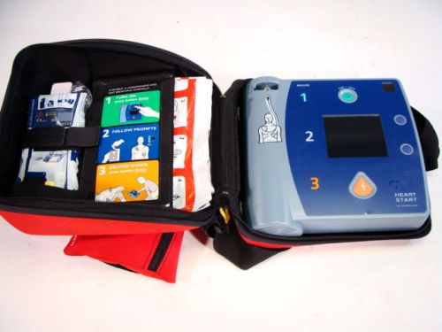 New hp philips agilent heartstart fr2+ plus m3861a aed + fast response kit! for sale