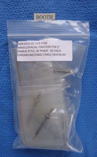 MAXILLOFACIAL BONE SCREW, BI-PHASE/ RAMUS STYLE 2&#034; 20-PACK INDIVIDUALLY-SEALED!