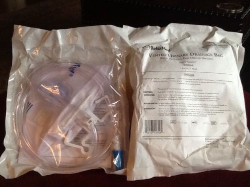 NEW&amp;SEALED!Lot of 2,ReliaMed Vented Urinary Drainage Bag-2000ml,ZRND2000R