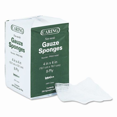 Medline Caring Woven Gauze Sponges, 4&#034; Wide, Nonsterile, 8-Ply, 200 Sponges/Pack