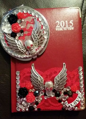 2015 diary set goth skull wings roses