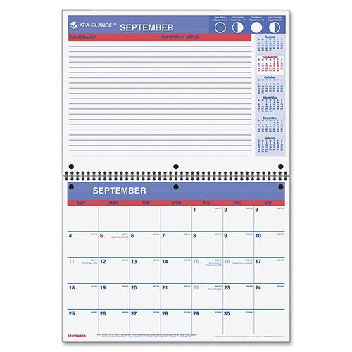 At-A-Glance 16 Month (Sept. Dec.) Academic/Fiscal Desk/Wall Calendar 3 Hole