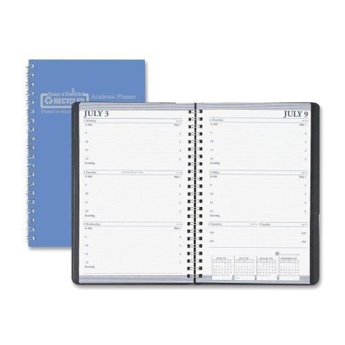 Academic Leatherette Weekly Planner , Wirebound, 5&#034;x8&#034;, 13 Mos, Blue, 2013