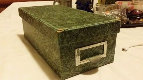 Vintage green cardboard filling system office organizer 3 x 5 unique rare retro