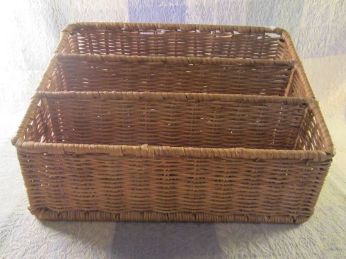 Brown Wicker 3 Tier Desk Envelope/Mail/Paper Holder 11&#034; x 6&#034; x 7&#034;