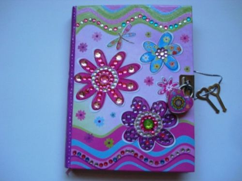 Diary rhinestone flower notebook w/ lock &amp; keys for sale