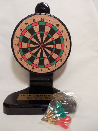 Desktop Dartboard - 6 Darts &amp; Revolving Cork Wheel NEW in Box Desk Top