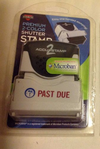 New cosco 035543 accustamp2 shutter stamp with microban, red/blue, &#034;past due&#034; for sale