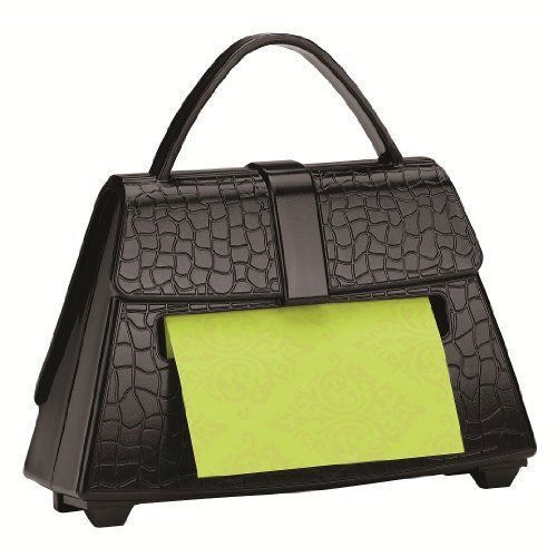 3M POST IT NOTE Pop Up DISPENSER Big Black Bag PURSE 90 3x3 notes lime Heavy NIB