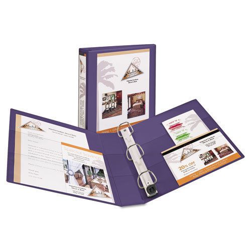 Heavy-duty view binder with one touch ezd rings, 1-1/2&#034; capacity, purple for sale