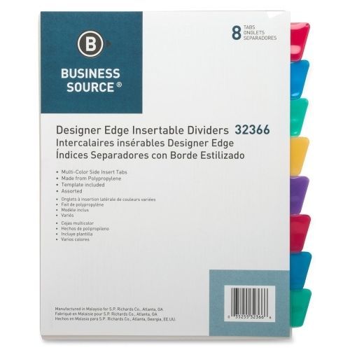 Business Source Design Index Divider -8.5&#034;x11&#034; -8/Set - Multicolor - BSN32366